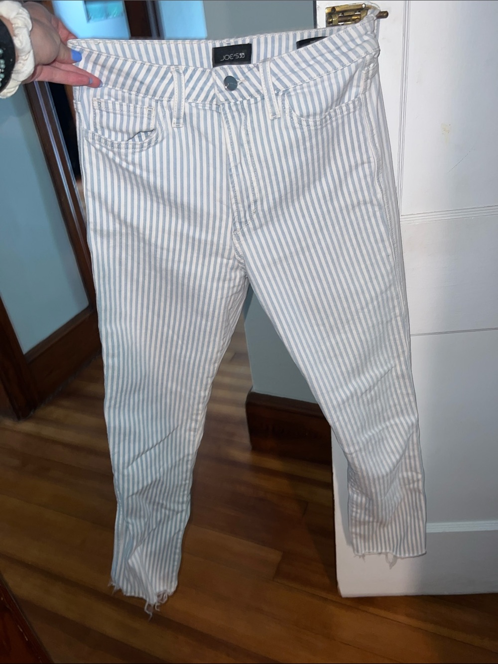 Women’s Joe's Jeans Skinny White and Light Blue Striped